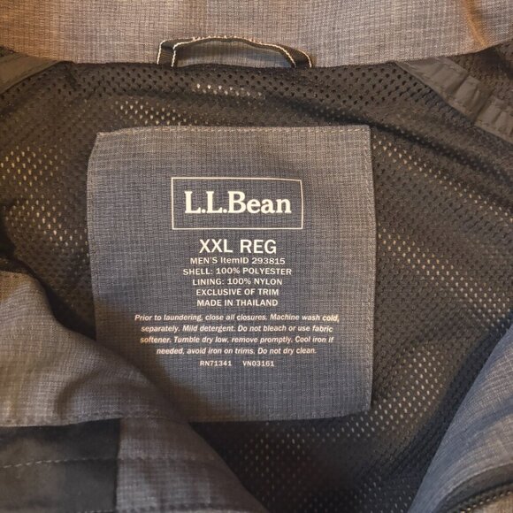 L.L.Bean Jacket #293815 Mens Size XXL Regular Gray - Packable Hood - Lined/Zip - Picture 2 of 6